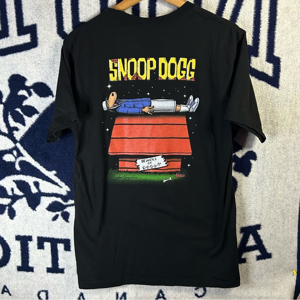 Snoop Dogg Beware Of Dog Graphic T-shirt Men Medium Black Short Sleeve Music Rap